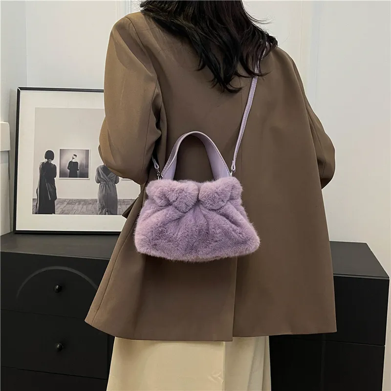 KARUISHA Plush Handbag Crossbody Bag Regular Women's Dark Khaki/Black/Pink/Purple/White-10