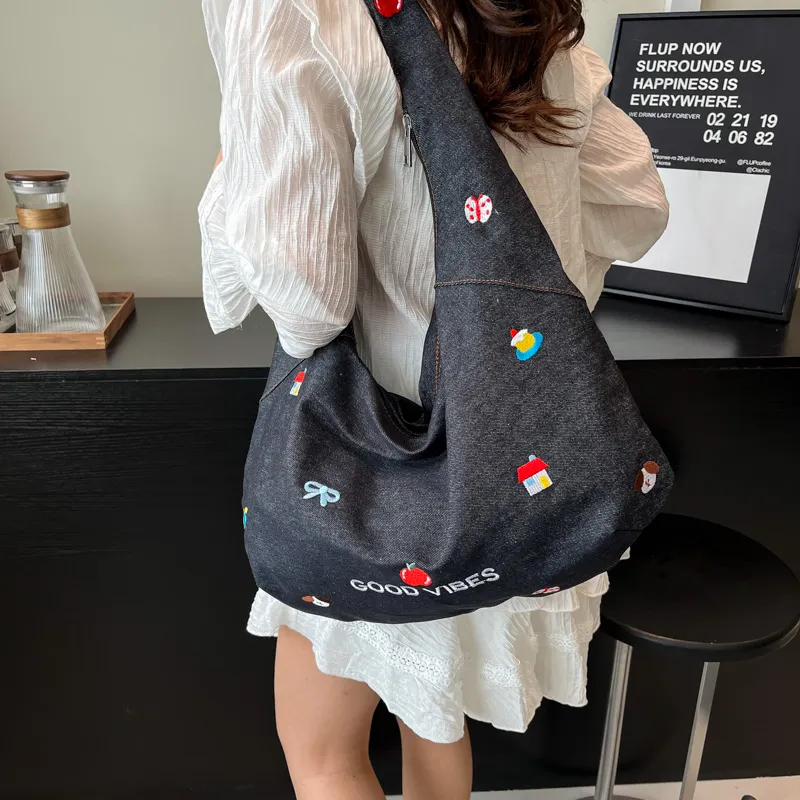 KARUISHA Denim Shoulder Bag Women's Multicolor-7