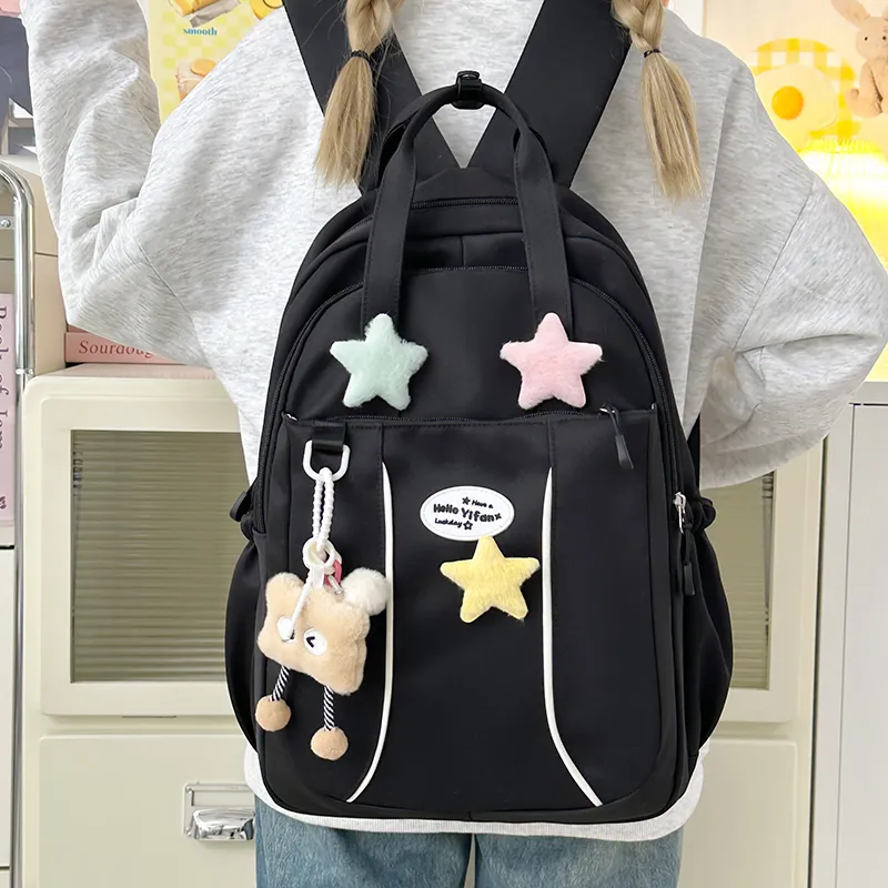 KARUISHA Nylon Backpack Women's Yellow/Pink/Blue/Purple/Black-17