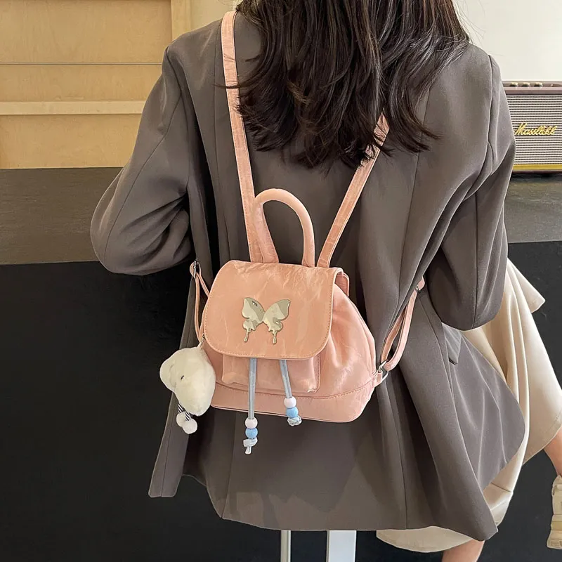KARUISHA PU Carry Backpack Women's Pink/Silver/Black/Blue-1