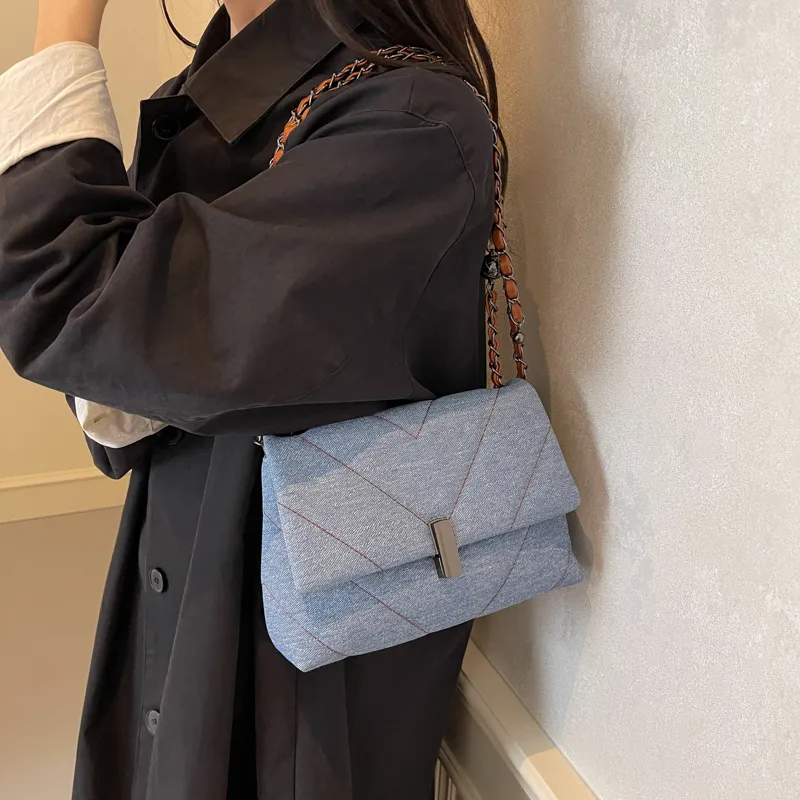 KARUISHA Denim Shoulder Bag, Crossbody Bag Regular Women's Dark Tea/Light Blue/Brown/Blue-21