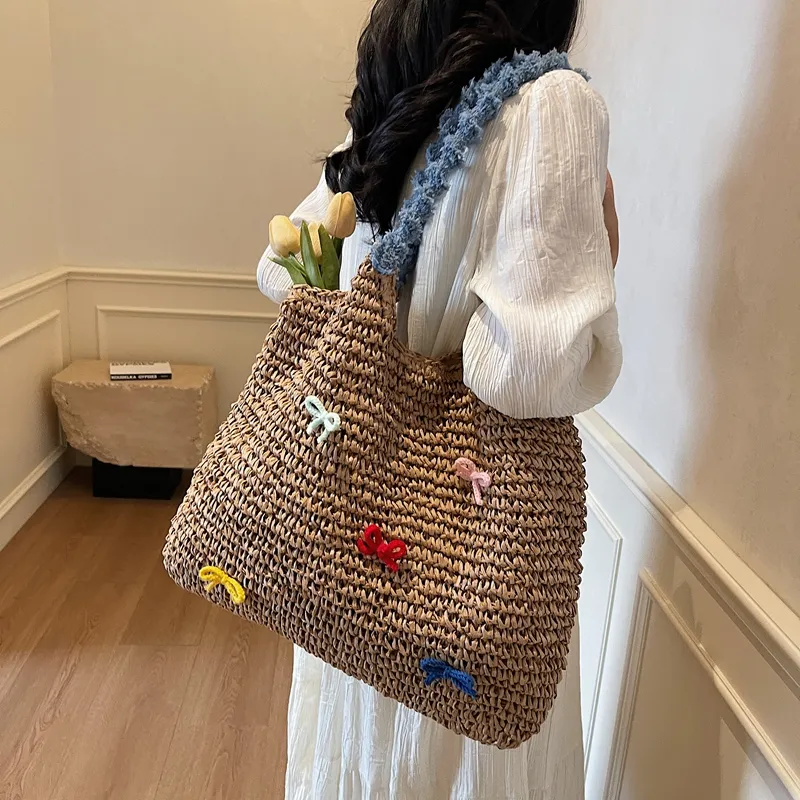 KARUISHA Straw Woven Handbag Shoulder Bag Regular Women's Multicolor-10