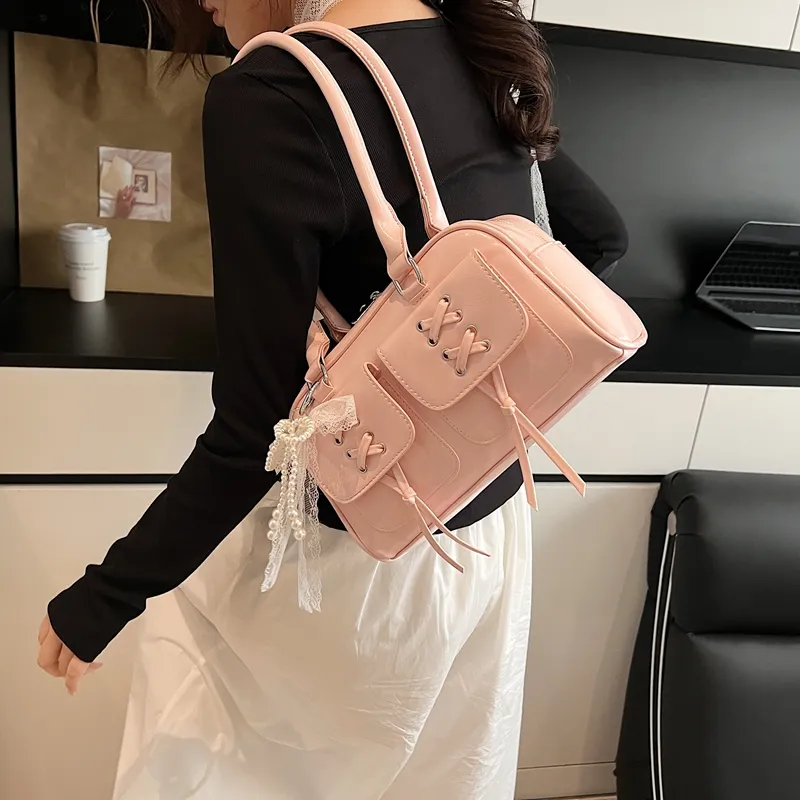 KARUISHA PU Shoulder Bag Women's White/Pink/Yellow/Black-6
