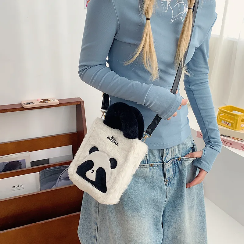 KARUISHA Fleece Shoulder Bag Crossbody Bag Handbag Women's White-4