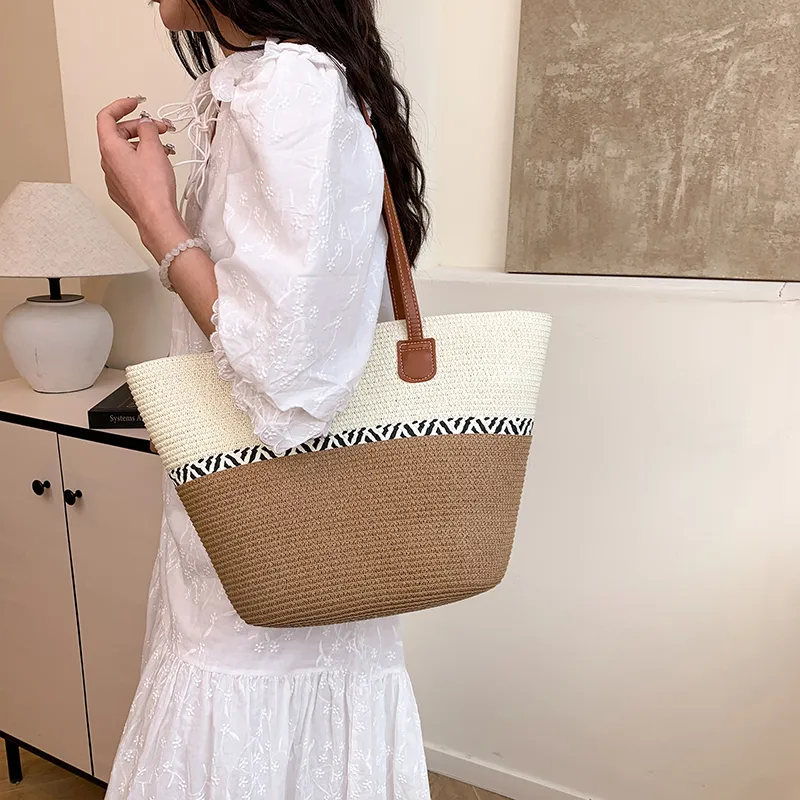 KARUISHA Woven Tote Bag, Shopping Bag, Shoulder Bag Women's Multicolor-7