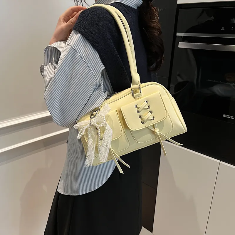 KARUISHA PU Shoulder Bag Women's White/Pink/Yellow/Black-9