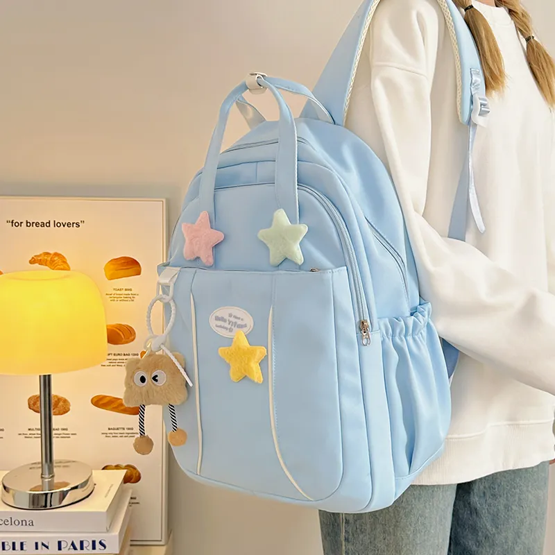 KARUISHA Nylon Backpack Women's Yellow/Pink/Blue/Purple/Black-9