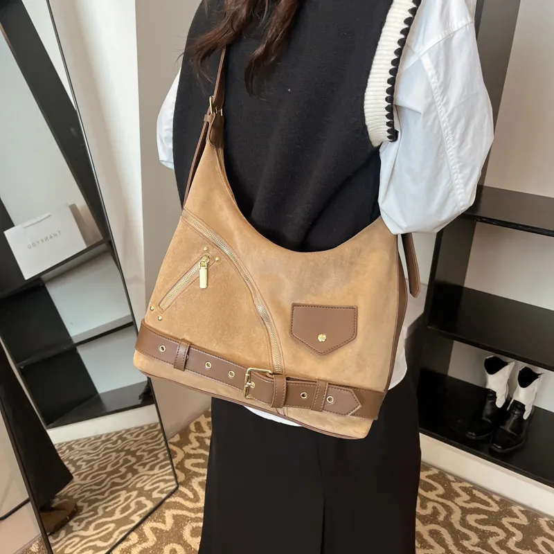 KARUISHA Suede Crossbody Bag, Shoulder Bag Women's Khaki/Black/Brown/Coffee-3