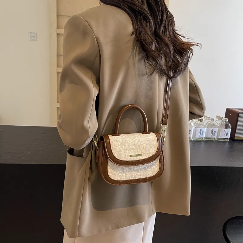KARUISHA PU Saddle Bag, Shoulder Bag, Crossbody Bag, Handbag Women's White & Brown/White & Black/Burgundy & Black-1