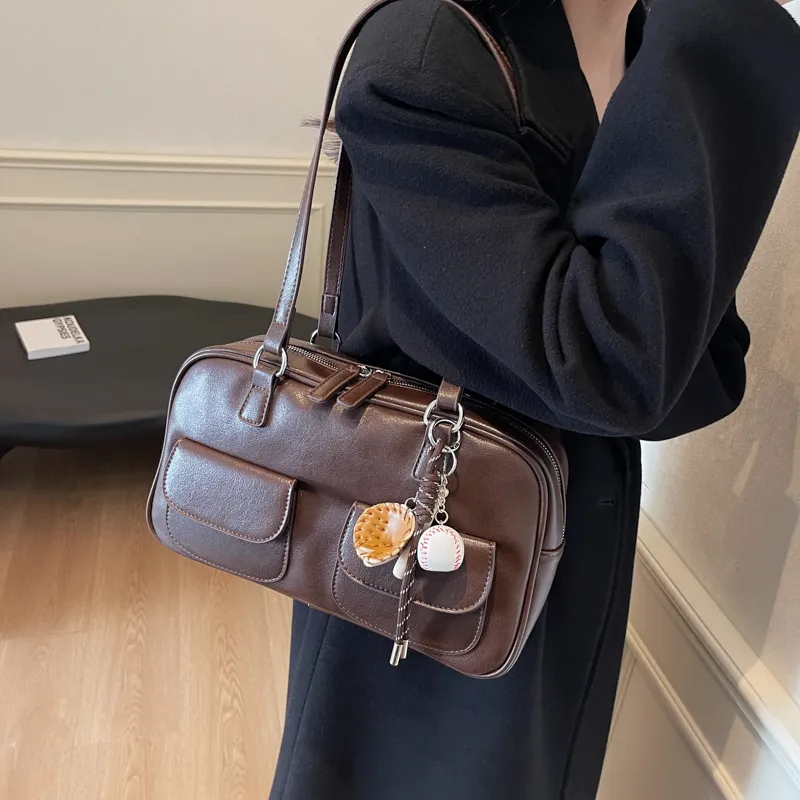 KARUISHA PU Shoulder Bag Women's Black Burgundy Brown Coffee-20