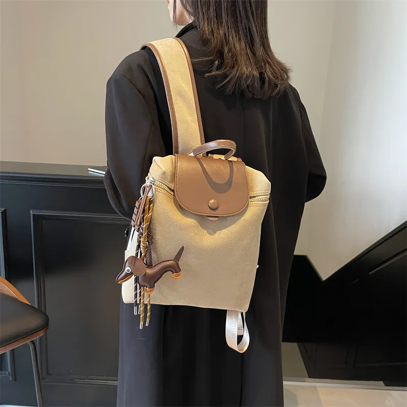 KARUISHA Leather Velvet Backpack Regular Women's Multicolor-1