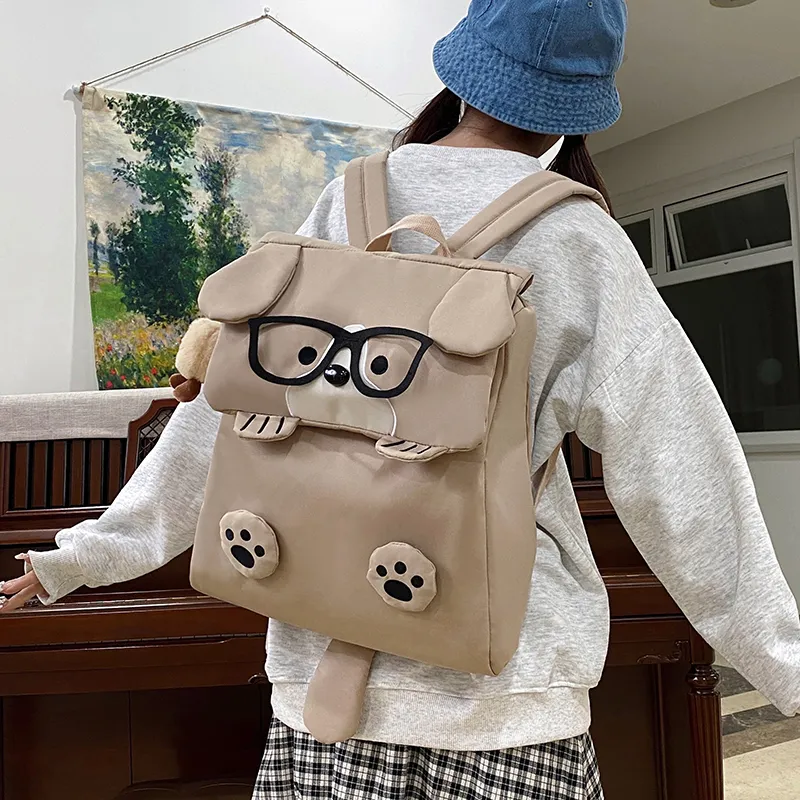 MOM'S HELPER Canvas Backpack Women's White/Khaki/Black-6