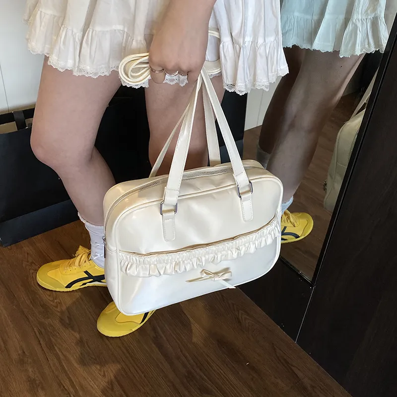 KARUISHA PU Backpack Shoulder Bag Women's White/Pink/Black-1
