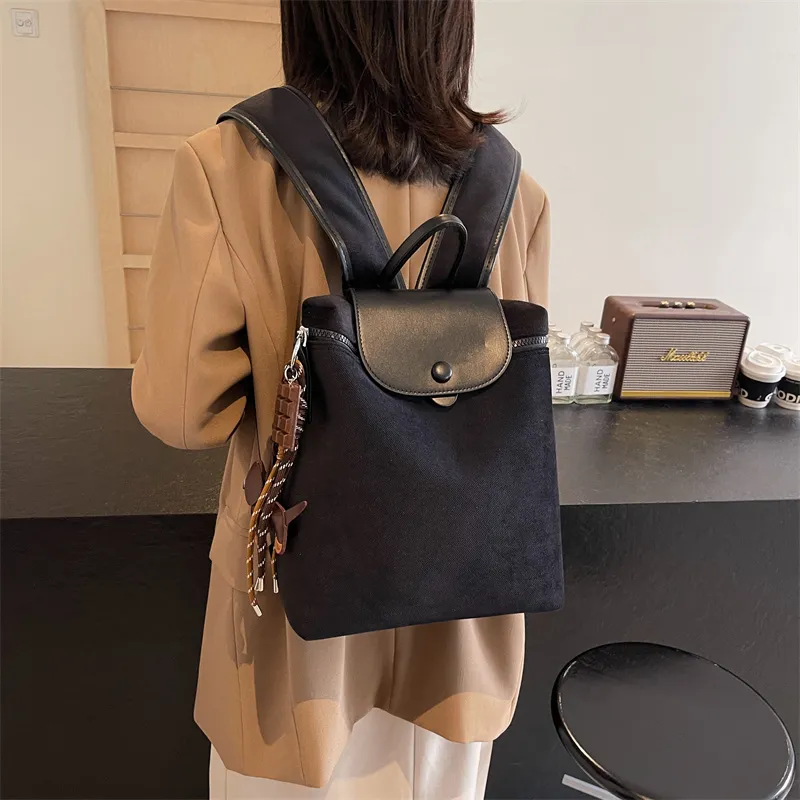 KARUISHA Leather Velvet Backpack Regular Women's Multicolor-11