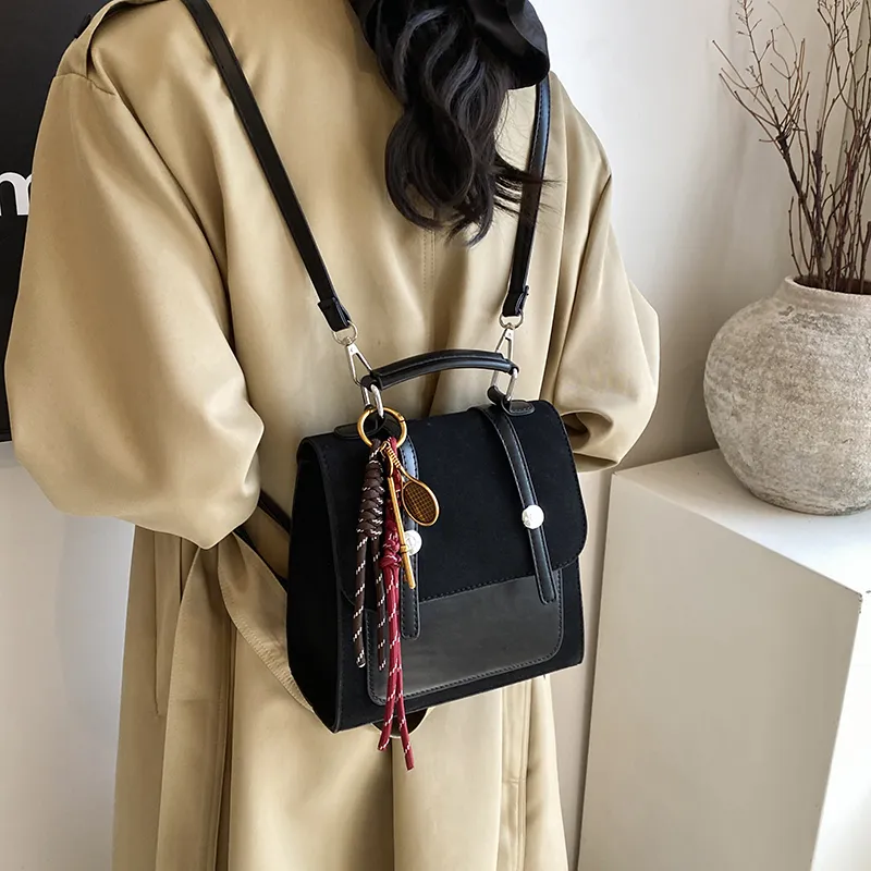 KARUISHA Pu Portable One Shoulder Backpack Women's Brown/Black/Coffee-7