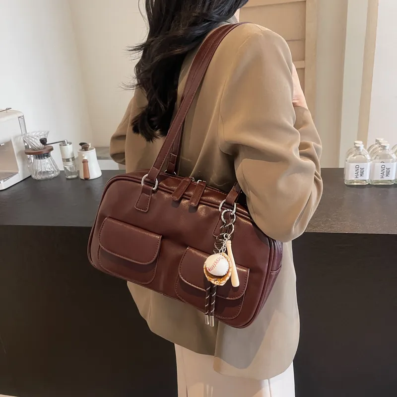 KARUISHA PU Shoulder Bag Women's Black Burgundy Brown Coffee-9