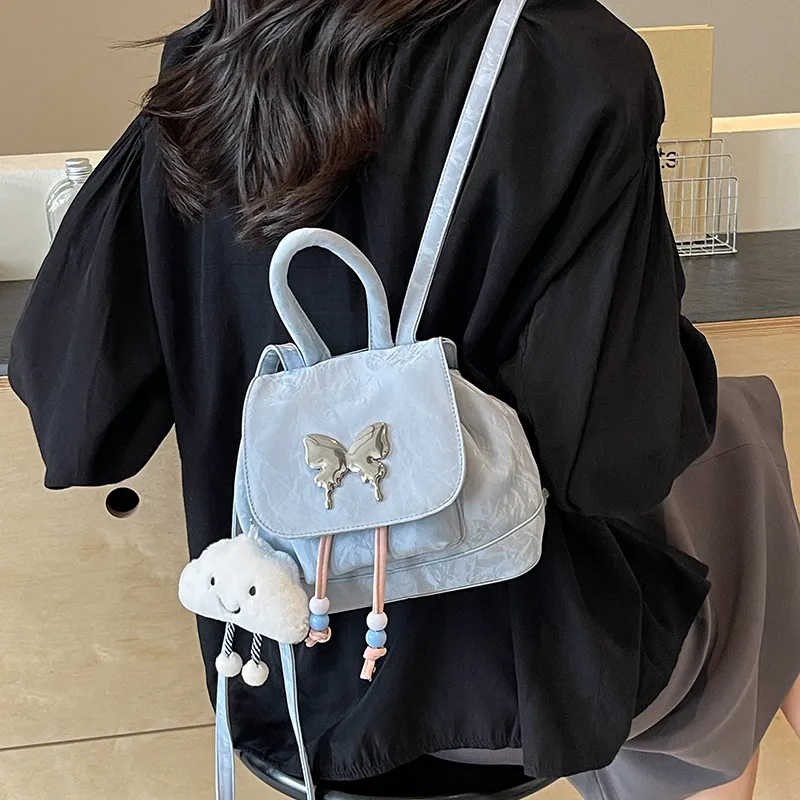 KARUISHA PU Carry Backpack Women's Pink/Silver/Black/Blue-14