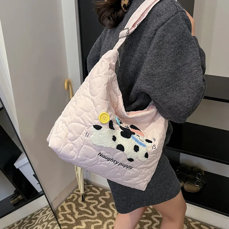MOM'S HELPER Oxford Shoulder Bag Regular Women's White/Pink/Yellow-5