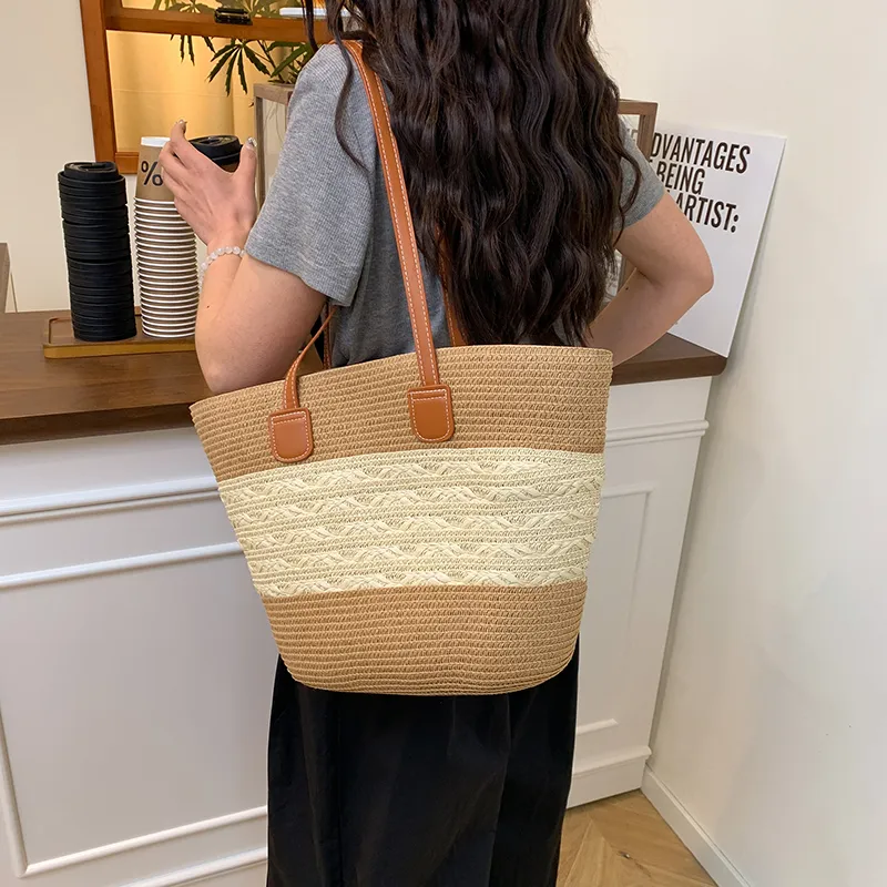 KARUISHA Woven Tote Bag, Shopping Bag, Shoulder Bag Women's Multicolor-17