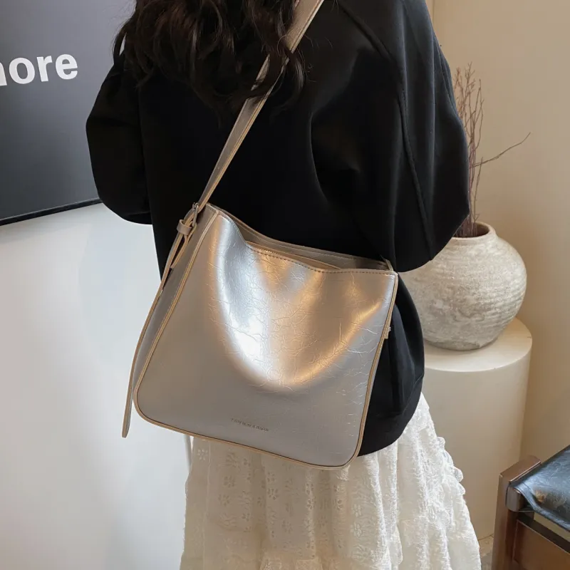 KARUISHA PU Bucket Bag, Crossbody Bag, Shoulder Bag Women's White/Silver/Black/Pink-7