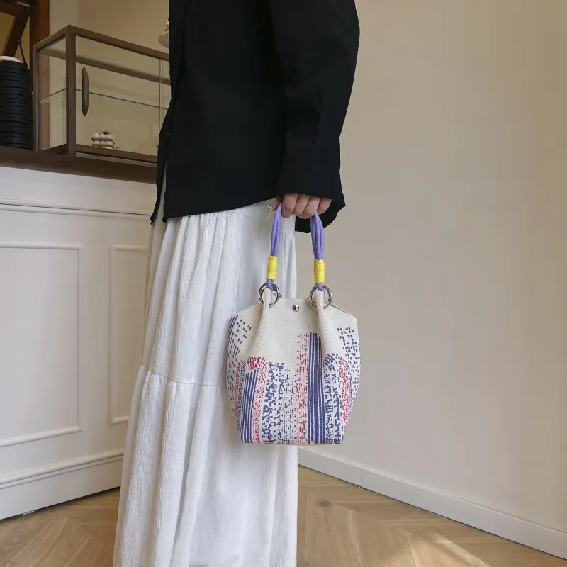 VERADONNA Polyester Handbag Regular Women's Blue/Pink/Ecru/Black/White/Purple/Dark Blue-19