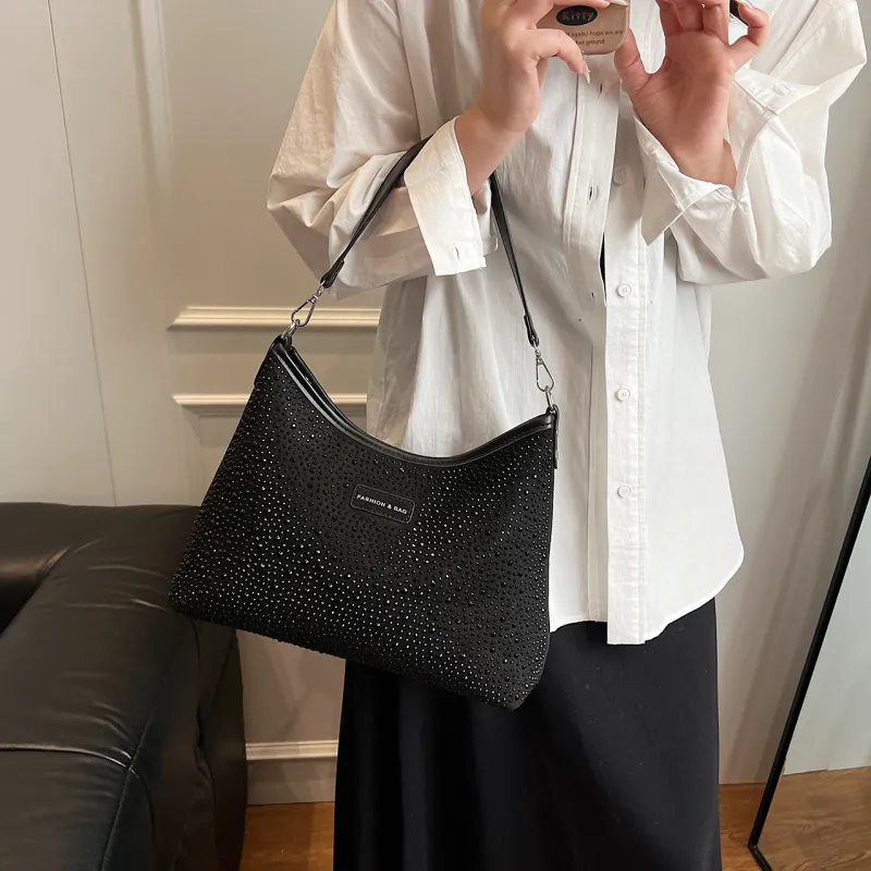 KARUISHA PU Portable One Shoulder Crossbody Tote Women's Silver/Black-7