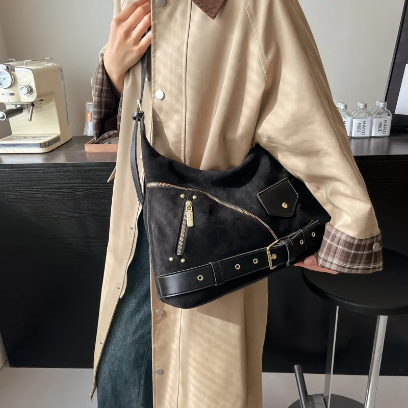 KARUISHA Suede Crossbody Bag, Shoulder Bag Women's Khaki/Black/Brown/Coffee-5