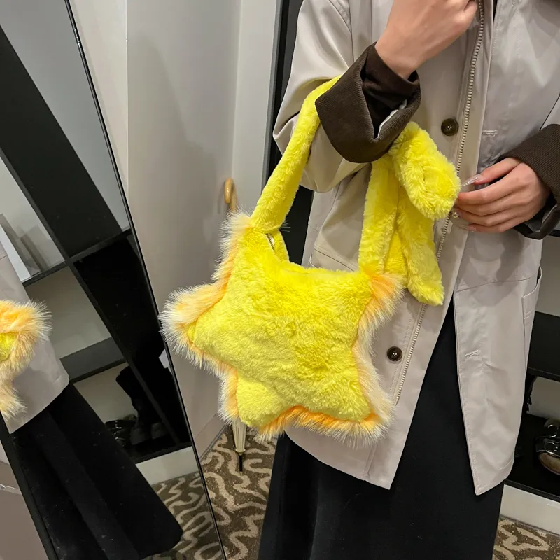KARUISHA Plush Crossbody Bag Women's Yellow/Rose Red/Pink/White-21