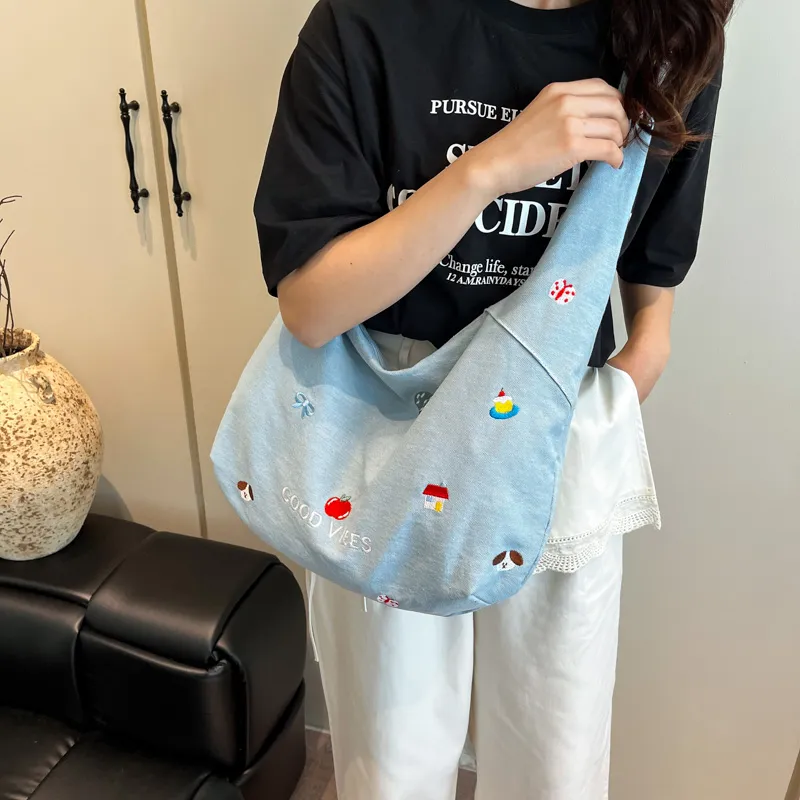 KARUISHA Denim Shoulder Bag Women's Multicolor-2