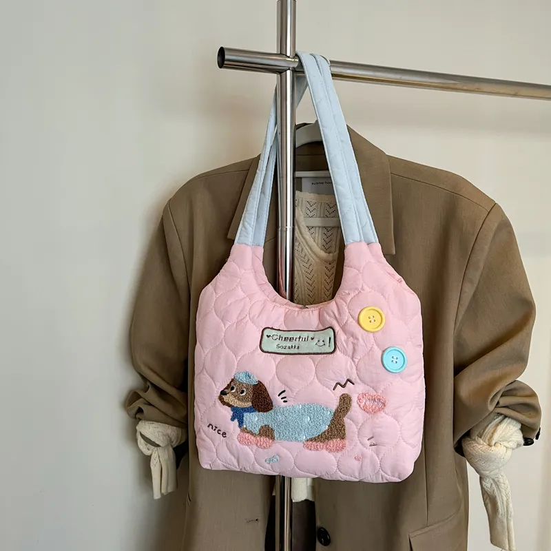 MOM'S HELPER Oxford Shoulder Bag Women's Yellow/Pink/Blue-7