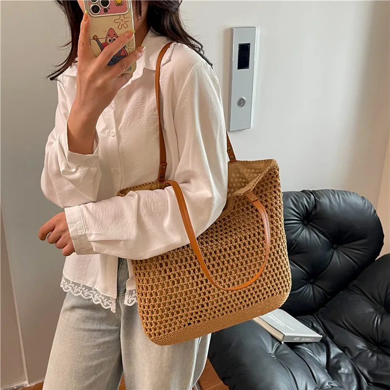 KARUISHA Fabric Shoulder Bag Women's Beige/Beige & Khaki/Khaki-10