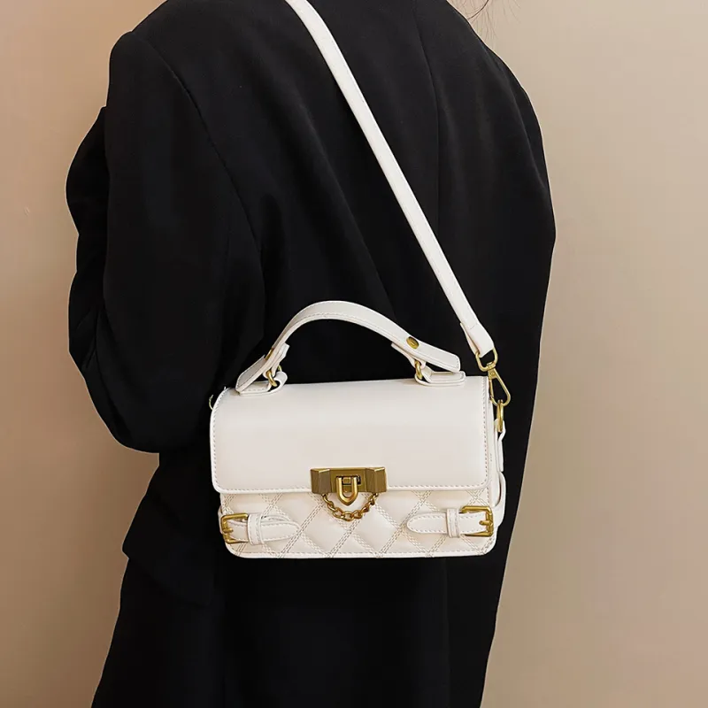 KARUISHA PU Diamond Pattern Bag, Shoulder Bag, Crossbody Bag, Handbag Regular Women's Ecru/Black/Coffee/Brown-3