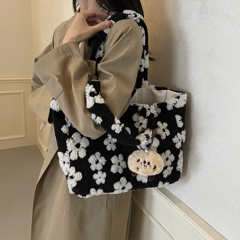 KARUISHA Plush Tote Bag, Shopping Bag, Handbag, Shoulder Bag Women's Multicolor-14