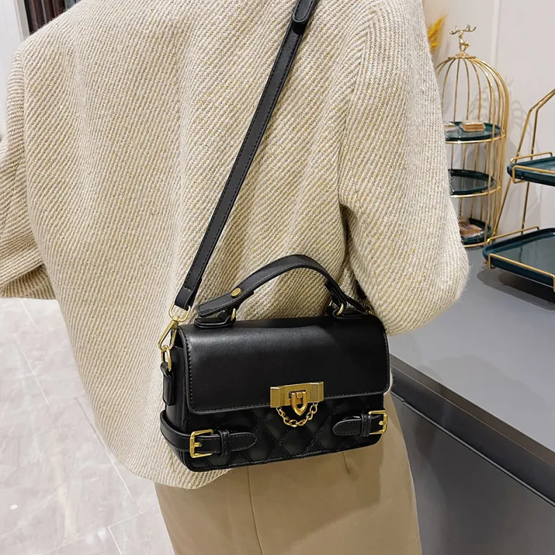 KARUISHA PU Diamond Pattern Bag, Shoulder Bag, Crossbody Bag, Handbag Regular Women's Ecru/Black/Coffee/Brown-11