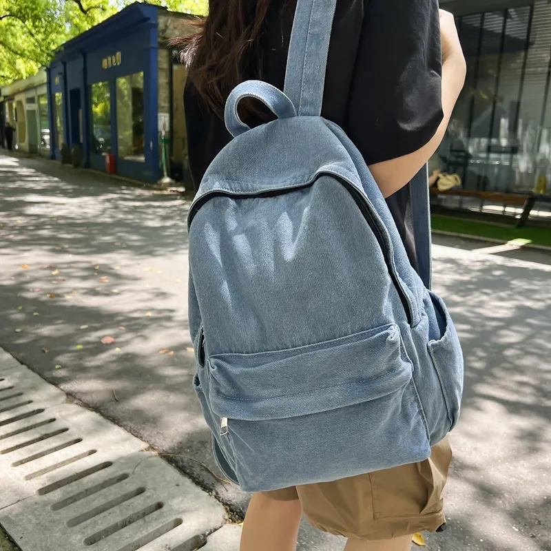KARUISHA Denim Backpack Unisex Multicolor-5