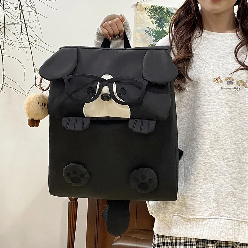 MOM'S HELPER Canvas Backpack Women's White/Khaki/Black-9