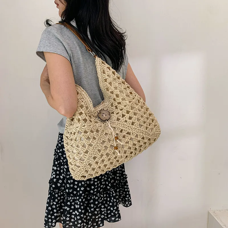 KARUISHA Straw Woven Shoulder Bag Women's Multicolor-4