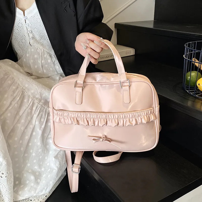 KARUISHA PU Backpack Shoulder Bag Women's White/Pink/Black-7