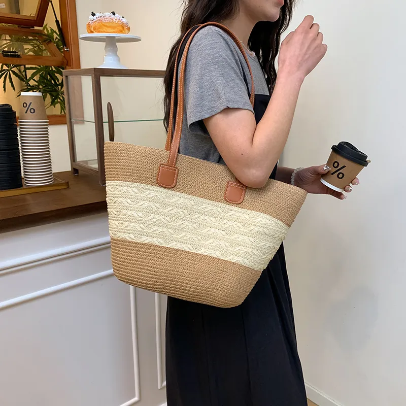 KARUISHA Woven Tote Bag, Shopping Bag, Shoulder Bag Women's Multicolor-15