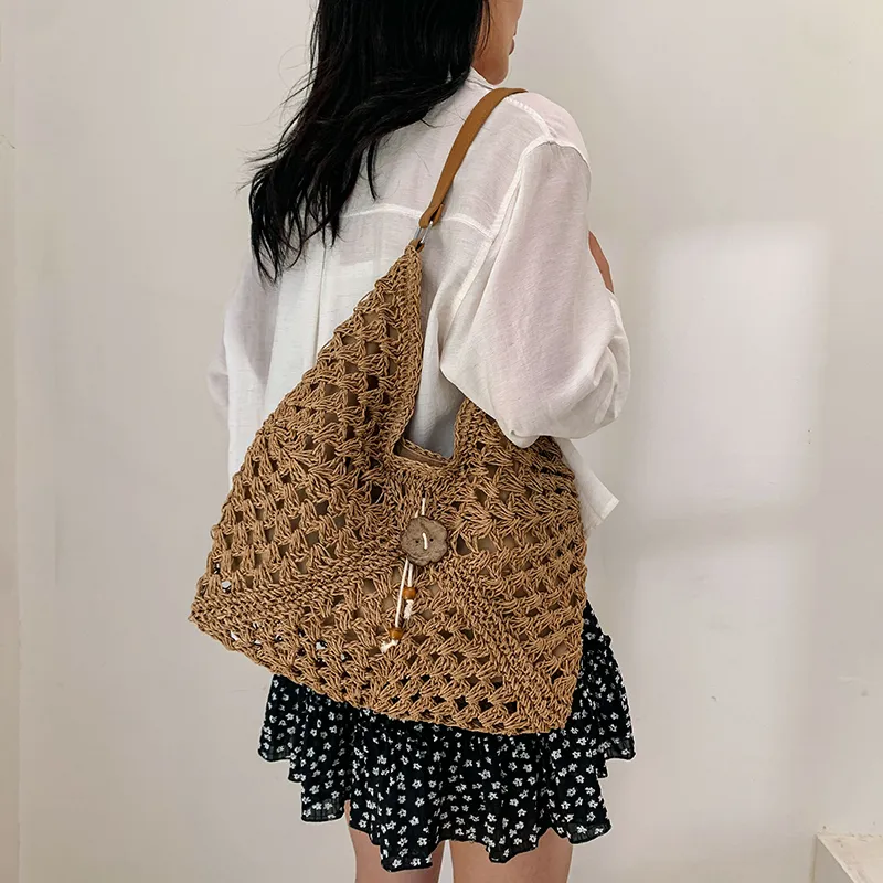 KARUISHA Straw Woven Shoulder Bag Women's Multicolor-6