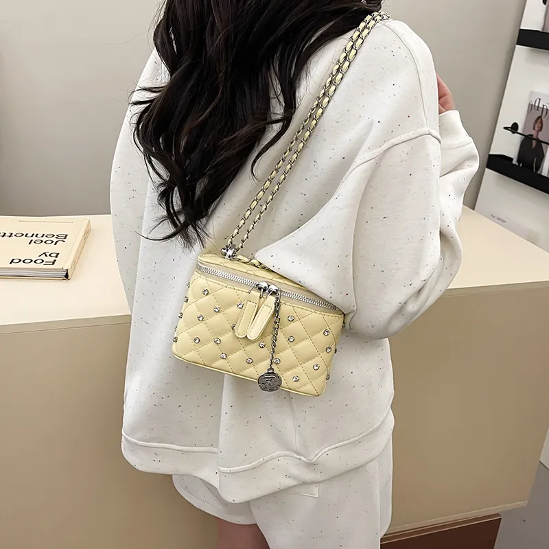 KARUISHA PU Box Bag, Shoulder Bag Women's Ecru/Pearl White/Yellow/Black-9