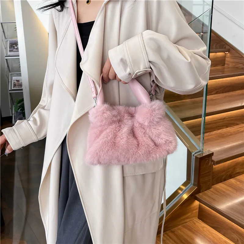 KARUISHA Plush Handbag Crossbody Bag Regular Women's Dark Khaki/Black/Pink/Purple/White-3