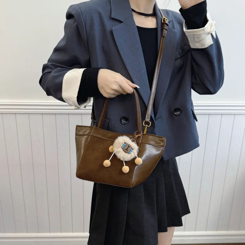 KARUISHA PU Bucket Bag Handbag Shoulder Bag Women's Black/Coffee/Burgundy/Brown-2