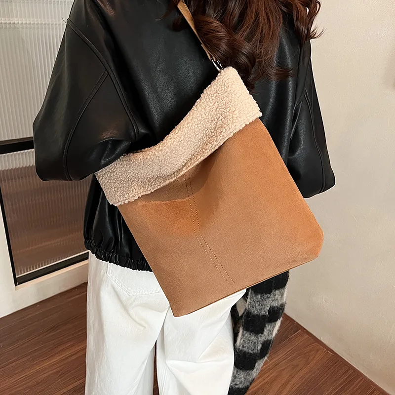 KARUISHA Suede Shoulder Bag, Crossbody Bag Women's Khaki/Yellow Brown-7