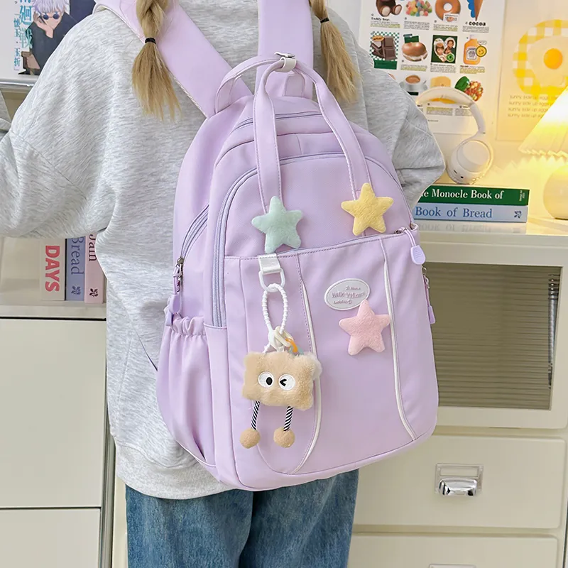 KARUISHA Nylon Backpack Women's Yellow/Pink/Blue/Purple/Black-13
