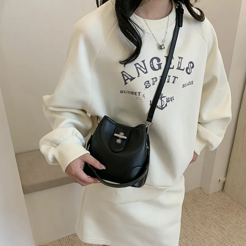 KARUISHA PU Bucket Bags Crossbody Bag, Shoulder Bag Women's White/Blue & Brown/Black-10