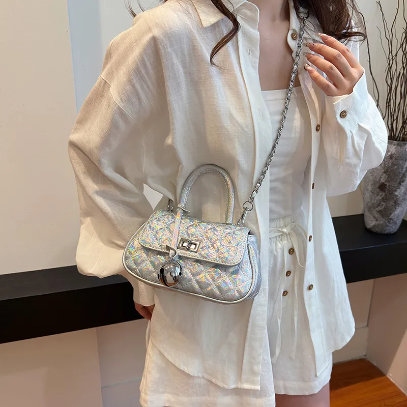 KARUISHA PU Crossbody Bag, One Shoulder Handbag Women's Dazzling Color Silver, Black, White-4