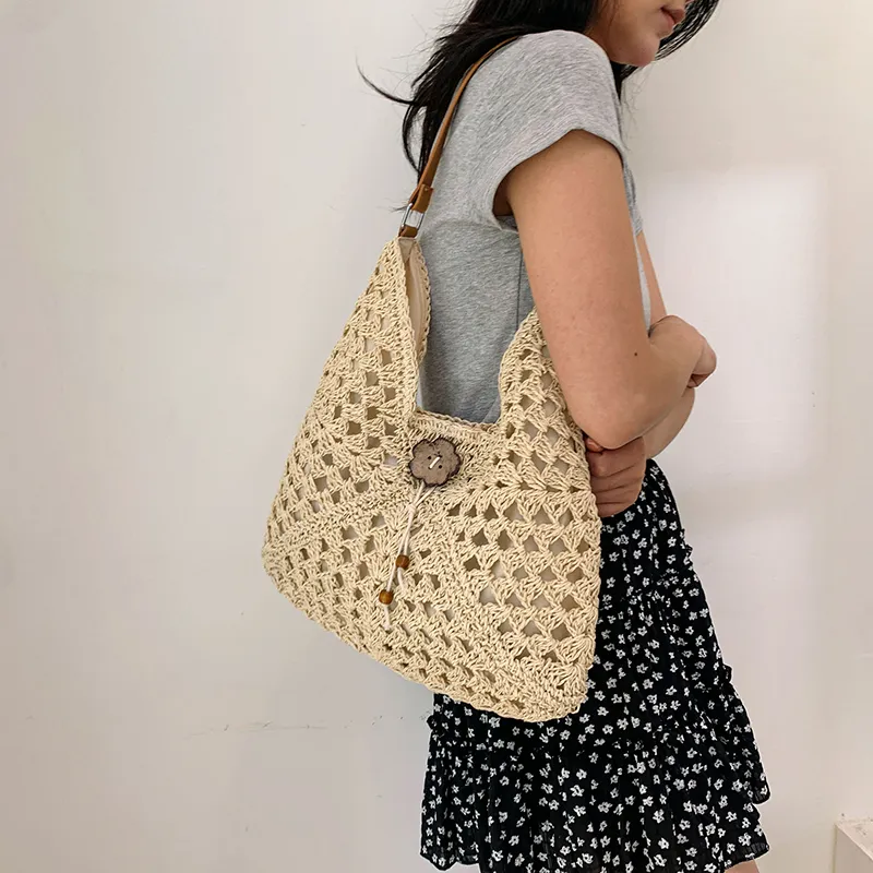 KARUISHA Straw Woven Shoulder Bag Women's Multicolor-2