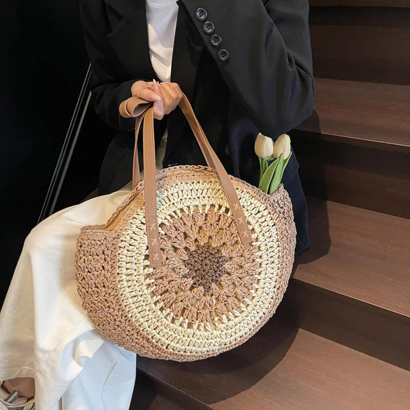 VERADONNA Straw Woven Shoulder Bag Women's Multicolor-11