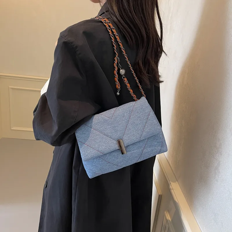 KARUISHA Denim Shoulder Bag, Crossbody Bag Regular Women's Dark Tea/Light Blue/Brown/Blue-22